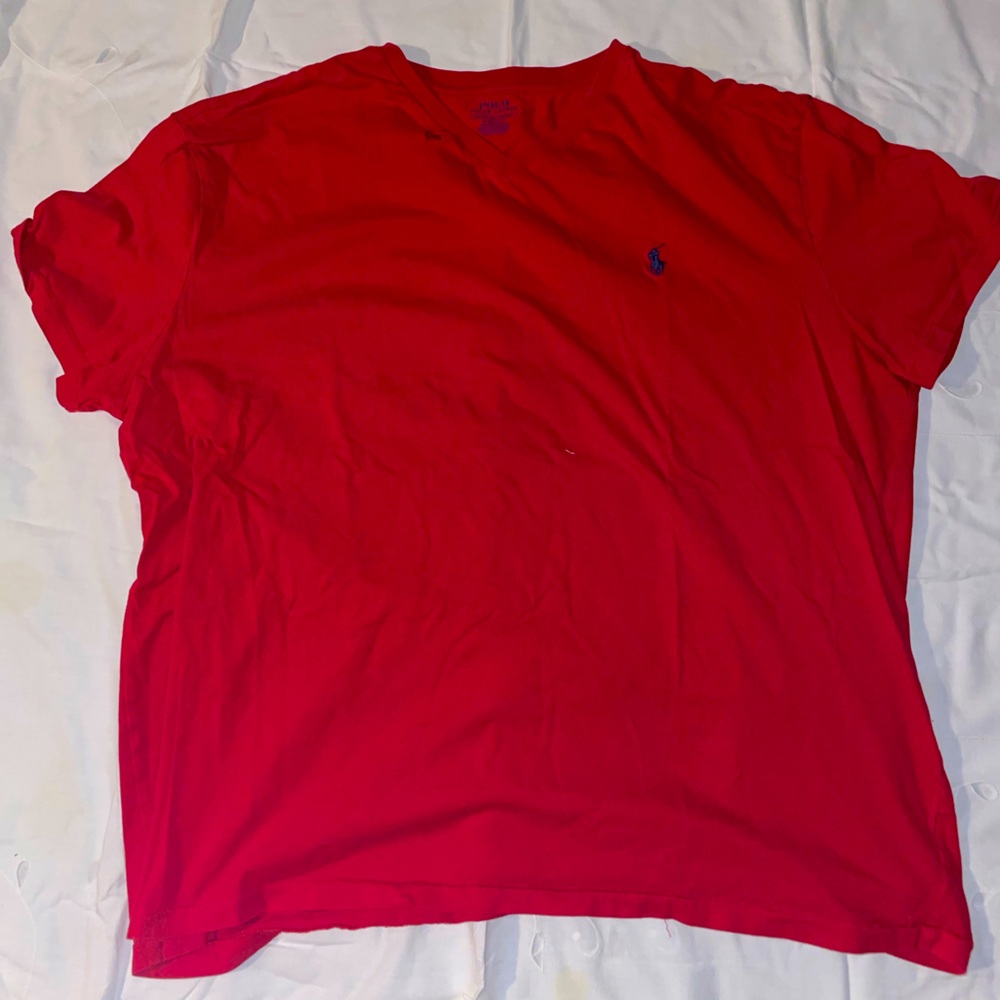 Red SS Polo V Neck